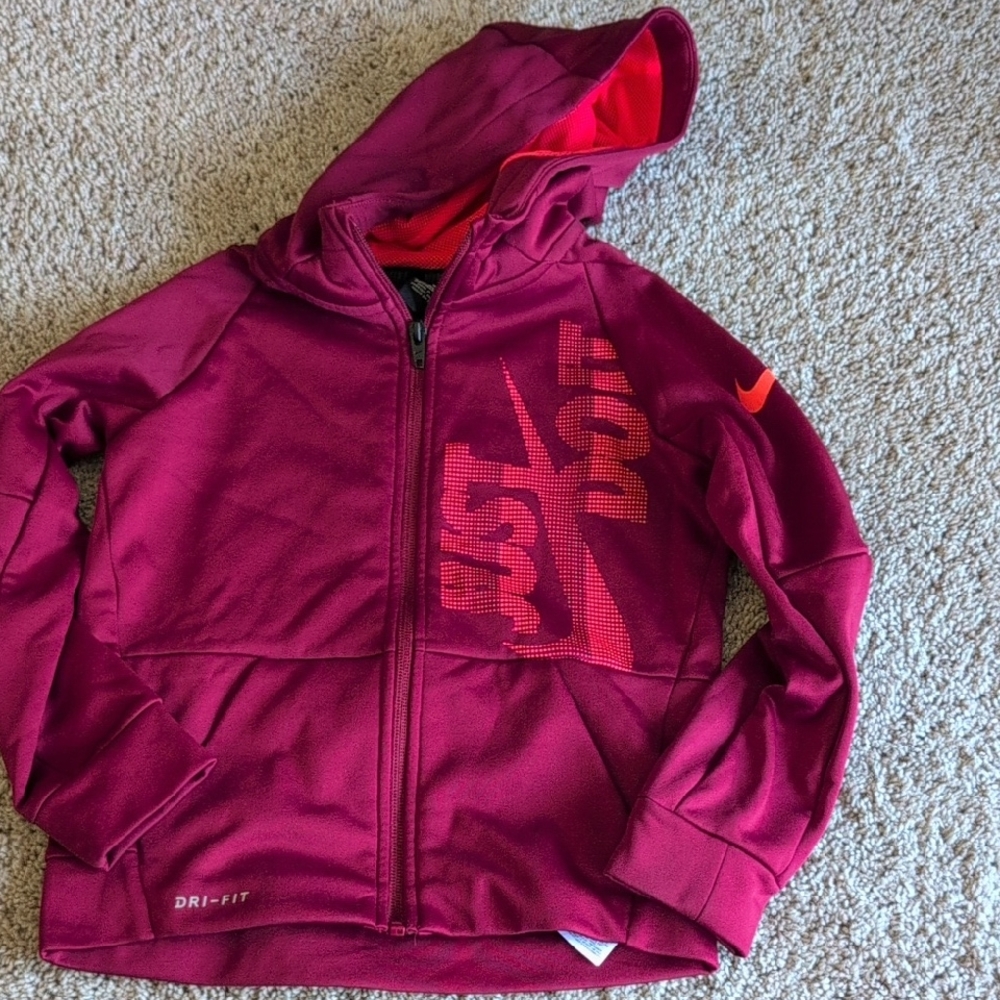 Nike Kids' Dri-Fit Hoodie - Maroon and Red